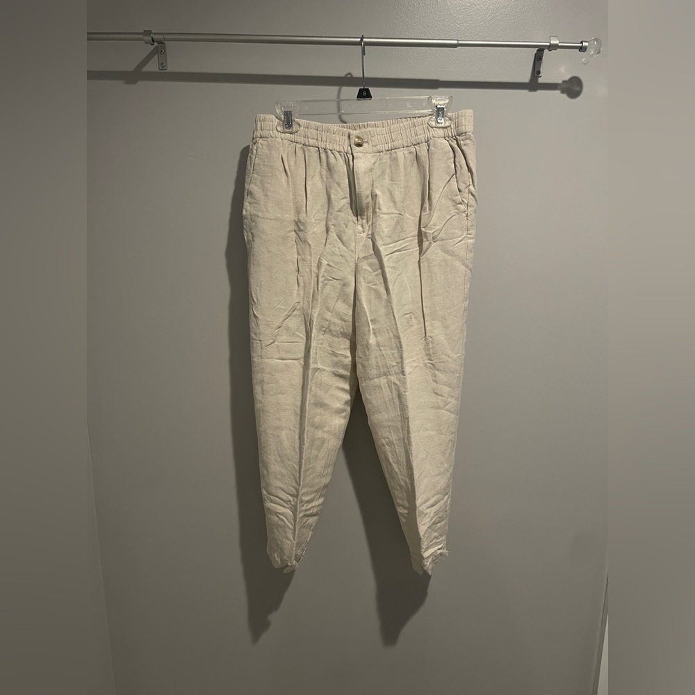 Madewell Womens Linen/Viscose Blend Straight Leg Synched Waist Pants Size M